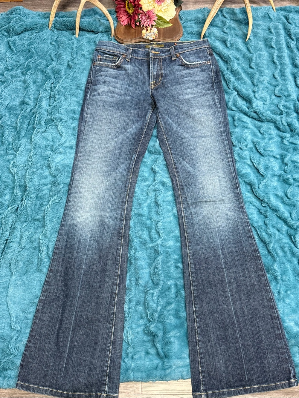 David Kahn Nikki Low Rise Bootcut Jeans 27 Dark Wash Made USA premium designer